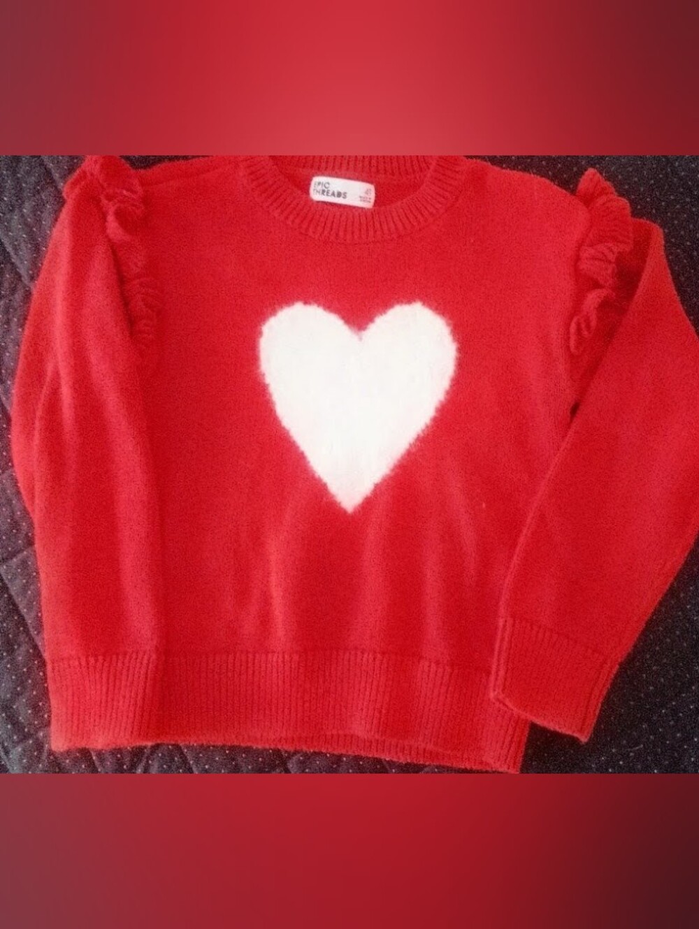 Epic Threads Red Sweater with White Heart Accent